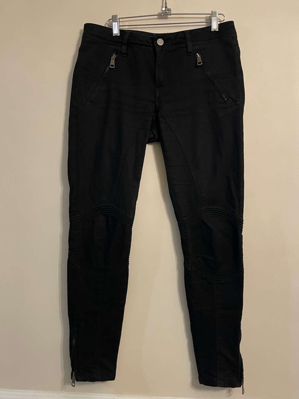 Burberry Brit Anika Black Skinny Jeans Ankle Zip Moto Biker Size 29 (US 8)